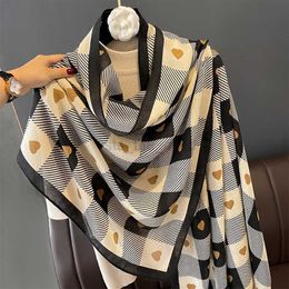 Scarves Fashion Plaid Scarf Cotton Feeling Winter Scarves Women Large Shawls and Wraps Pashmina Scarves Bufanda Warm Hijab Y23
