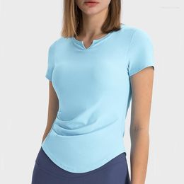 Active Shirts Short Sleeve Yoga T-Shirt Women Summer Ribbed Fabric Slim Fit Gym Running Top Female Breathable Workout Shirt Sportswear