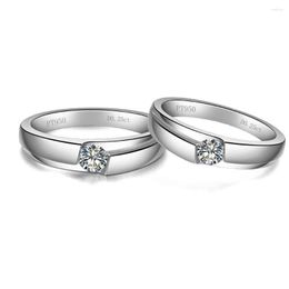 Cluster Rings 14K 585 White Gold Couple For Lovers Tested Positive 0.25Ct Each D VVS1 Moissanite His And Her Jewellery AU585