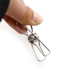 10pcs Clothes Hanging Pegs Clips Clamps Silver Binder Clips Modern Stainless Steel Metal Spring Home School Supply186h