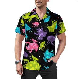 Men's Casual Shirts Splash Frog Blouses Man Multicolor Animal Print Hawaiian Short Sleeve Custom Streetwear Oversize Beach Shirt Gift