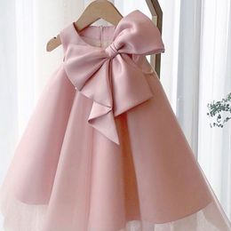 Girl's Dresses Summer Big Bow Baby Girl Dress 1st Birthday Party Wedding Dress For Girl Party Princess Evening Dresses Kid Girl Clothes 230731