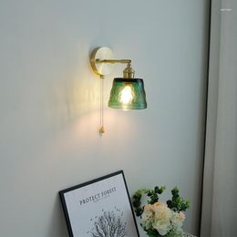 Wall Lamp Retro Nordic Japanese Bedside Brass Night Lights Simple Bathroom Painting Glass Mirror Headlights LED