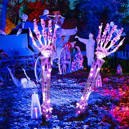 Other Event Party Supplies 1Pair Halloween LED Skeleton Arm Hand Halloween Party Outdoor Home Garden Yard Lawn Decoration Haunted House Horror Glowing Prop 230731