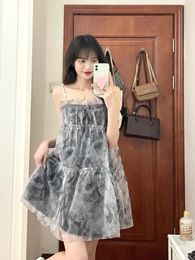 Casual Dresses Early Dream Galaxy Rose Organza Puffy Girl's Dress Women's Summer Temperamental Fairy Suspender