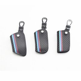 1pcs Carbon fiber leather Smart Remote Key Case Cover Holder Key Chain Cover Remote For BMW 1 3 5 6 7 Series X1 X3 X4 X5 X6183T