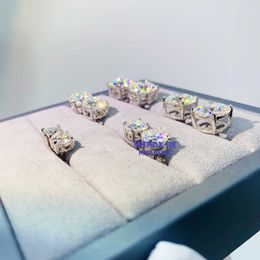 Charm Luxury Diamond Vvs Moissanite Round Stud Earrings S925 10k 14k 18k Solid Gold Stud Earrings Women Men Moissanite Earrings