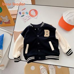 Jackets Bear Leader Kids Baby Girls Autumn Spring Full Sleeve Patchwork Alphabet Baseball Uniform Children Boys Outwear Jacket Coat 2-7Y 230731