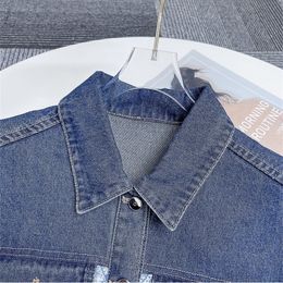 Women's Jackets M Style Fashion Knitted Coat Full Sleeves Denim Patchwork Outwear Clothing 230731