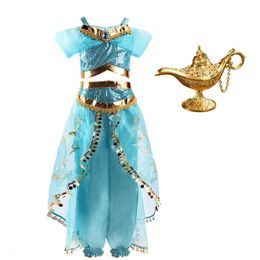 Girl's Dresses Girls Jasmine Costume Arabian Princess Dress Kids Birthday Party Christmas Fancy Dress Baby Jasmine Cosplay Clothes 3-10 Years 230731