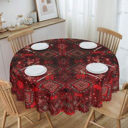 Table Cloth Round Tablecloth 60 Inch Kitchen Dinning Spillproof Tribal Boho Vintage Floral Covers