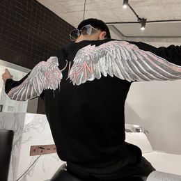 Men's Hoodies Sweatshirts Y2k Pullover Harajuku Hip Hop Sweatshirt Loose Long Sleeved Men Top Oversized Wings Printed Jacket Cotton Streetwear Men 230731