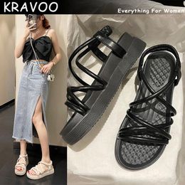 Dress Shoes KRAVOO Solid Women Beach Roman Female Sandals Thick Increase Slippers Casual INS 2023 Summer