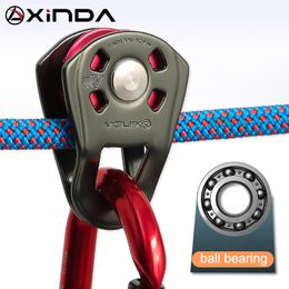 Climbing Ropes XINDA Professional Small Single Pulley Gear Ball Bearing Mountaineering Rock Zipline Traversesolving Carriage pulley 230801