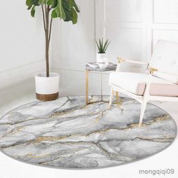 Carpets Marble Pattern Circular Carpet for Living Room Blue Area Rug for Bedroom Anti Slip Floor Mats for Home Room Decoration Aesthetic R230801