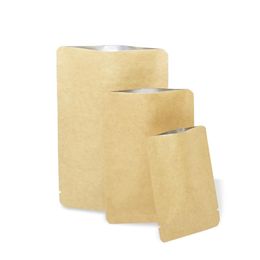 4 sizes Brown Open Top Food Vacuum Package Bag Kraft Paper Aluminum Foil Packaging Pouch Coffee Powder Dried Food Storage Bags Hea2271