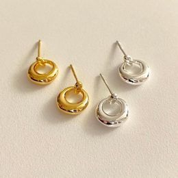 Stud Earrings SHANICE 18K Gold Plating Authentic 925 Sterling Silver Open Double Circle Ear Piercied Jewelry