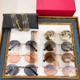 2023 luxury designer sunglasses 23 New Hualun VA2040 Small Frame Metal Hanging Chain Women's Personalized Fashion Sunglasses