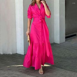 Casual Dresses 2023 Summer The Listing Fashion Style Versatile Waist Pullover Long Dress Plus Size Elegant Female