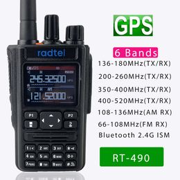 Walkie Talkie Radtel RT 490 GPS Blutooth APP Amateur Ham Two Way Radio 256CH Air Band USB C VOX SOS LCD Scanner Aviation 230731