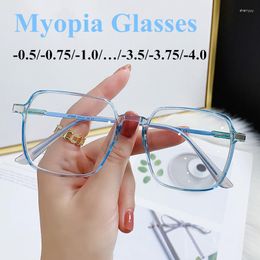 Sunglasses Clear Myopia Glasses Women Large Frame Eyeglasses Fashion Girls Holiday Gifts Blue Light -0.5 To -4.0