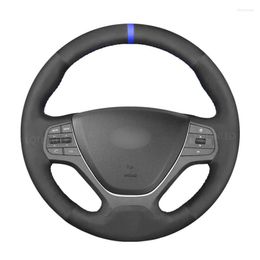 Steering Wheel Covers Black Faux Suede Marker Hand-stitched Car Cover Braid For I10 2013-2023 I20 2023