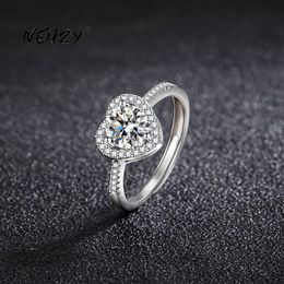 Wedding Rings NEHZY Silver plating Woman Fashion Jewellery High Quality One Carat Cubic Zirconia Heart Shaped Adjustable Ring 230801