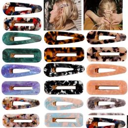 Hair Clips Barrettes Fashion Acetic Acid Hairpin Acrylic Resin Trendy 19 Colours Two Pieces In One Set Drop Delivery Jewellery Hairjew Dhpa7