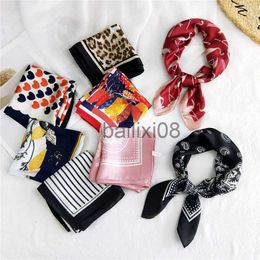 Scarves Fashion Print Neckerchief Women Small Square Silk Scarves Head Neck Headscarf DIY Hair Scarf Hair Tie Band Headband Female 2020 J230801