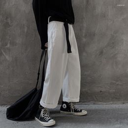 Men's Jeans White Street Denim Wide Leg Pants For Straight Tube Loose Fitting Korean Version Handsome High