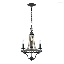 Chandeliers American Country Retro Wooden Bead Hanging Duplex Building B & Living Room Headlight Dining-Room Lamp Bedroom Main