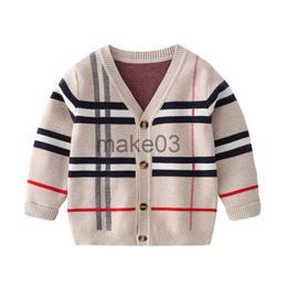 Cardigan 28T Toddler Kid Baby Boys Girls Cardigan Sweater Autumn Winter Knit Clothes Long Sleeve Plaid Fashion Knitwear Cute Streetwear J230801