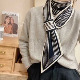 Scarves 2022 new knitted scarves new design stripe luxury brand scarves winter scarves warm long thin scarves women's scarves Y23