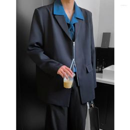 Men's Suits Zipper Blazer Men Fashion Social Mens Dress Jacket Korean Casual Loose Suit Office Formal Plus Size M-5XL