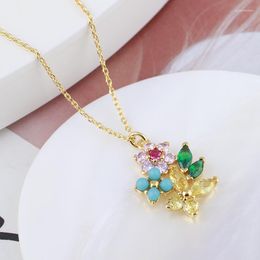 Pendant Necklaces Cute Lovely Colourful Gem Necklace For Women Simple Elegant Flower Butterfly Neck Female Jewellery