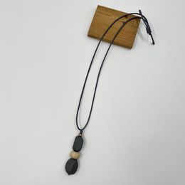 Pendant Necklaces Suekees Goth Fashion Jewelry Sweater Chain Long Necklace Pendants Earthy Wax Wood And Resin Beads For Women Accessories