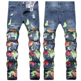 Men's Jeans Fashion Luxury Classic Straight Fit Pants With Distressed Washed And Patterns Printed Designer Casual Stylish