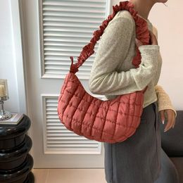 Evening Bags Korean Pleated Cloud Shoulder Bag Woman Fashion Down Cotton Filled Women Crossbody Designer Large Capacity Soft Handbag 2023