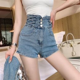 Women's Shorts 2023 Lady Jeans Female Summer Net Red Korean High Waist Design Tight Fit Bag Hip Wide Leg Women