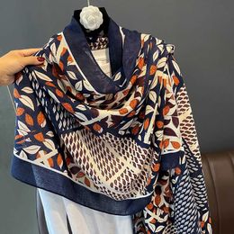 Scarves Cotton Feeling Winter Scarf Warm Large Shawls and Wraps Pashmina Hijab Scarves Bufanda Luxury Print Headscarf 2022 New Y23