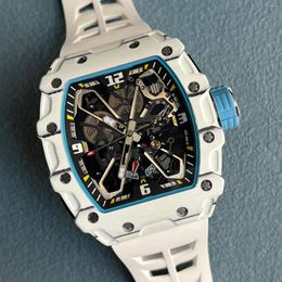 Wristwatches Luxury 45MM High Quality Men's Sports Wind Automatic Mechanical Watch 8 ColorS Carbon Fiber Bezel Dial Hollow Design Sapphire