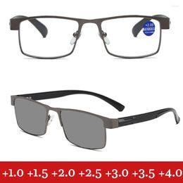 Sunglasses Unisex Pochromic Reading Glasses Anti-blue Light Outdoor Metal Frame HD Presbyopia Eyeglasses Diopter 1.0 To 4.0