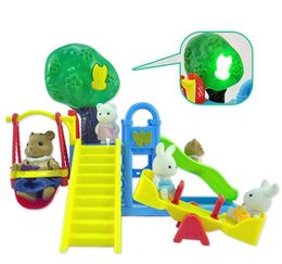 Tools Workshop Forest Family Playground 1 12 Brown Bear Rabbit Panda Dollhouse Miniature Scene Slide Seesaw Swing Doll House Girl Toy Gift 230731