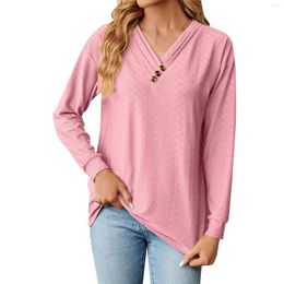 Women's Blouses Long Sleeve T Shirt Fashion V Collar Tops Solid Color Casual Top Swim