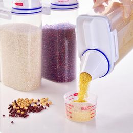 Storage Bottles Cover Rice Cylinder Kitchen Box Barrel Sealed Thick Plastic Flour Organizer With Food