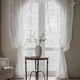 Curtain Sheer Lace Curtains For Bedroom Ivory Elegant Victorian Scalloped Edges Floral Kitchen Window Rod Pocket