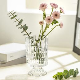 Vases Relief Water-raised Flowers Glass Vase Creative Transparent Goblet Flower Arrangement Household Living Room Desktop Ornaments