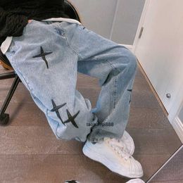 Jeans Men's Straight Fit Loose Spring and Autumn New Korean Fashion Casual Men's Cropped Pants Wide Leg Pants