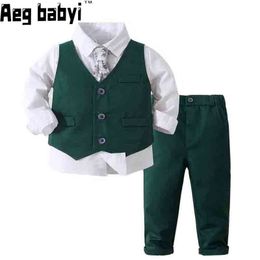 Suits Formal Kids Boy Gentleman Clothes Set Long Sleeve Shirt Waistcoat Trousers Boys Outfits Wedding Birthday Party Dress Suits 230801