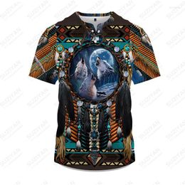 Men's T Shirts Summer Button Style Short Sleeve T-shirt Animal Horror Print Street Clothing Leisure And Comfortable